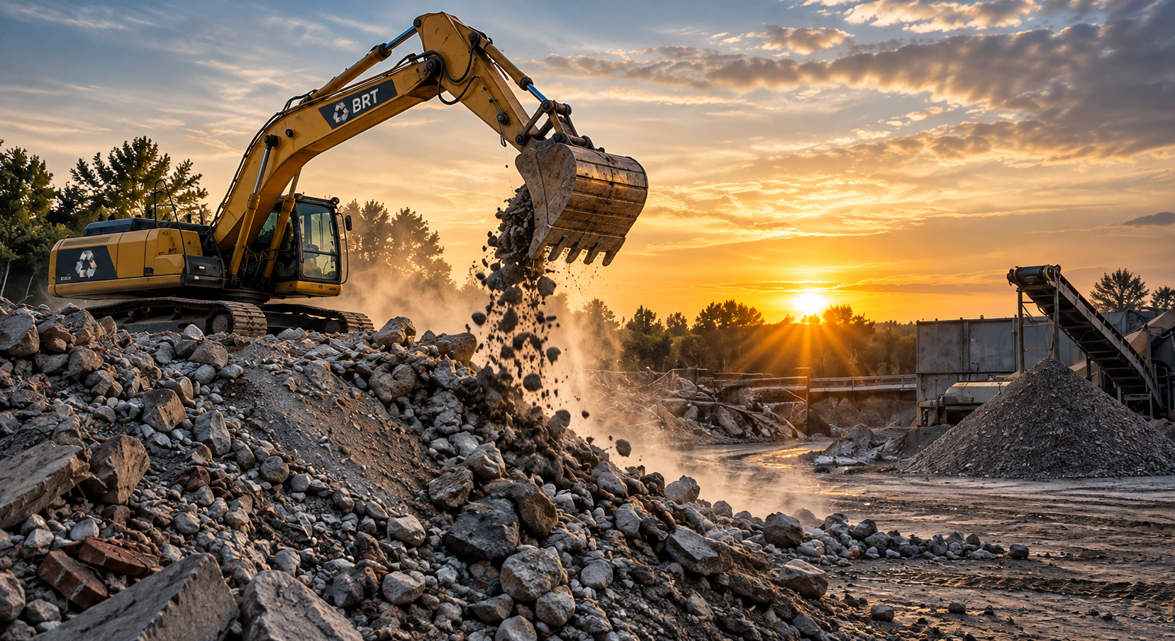 Bagger bei Abbrucharbeiten